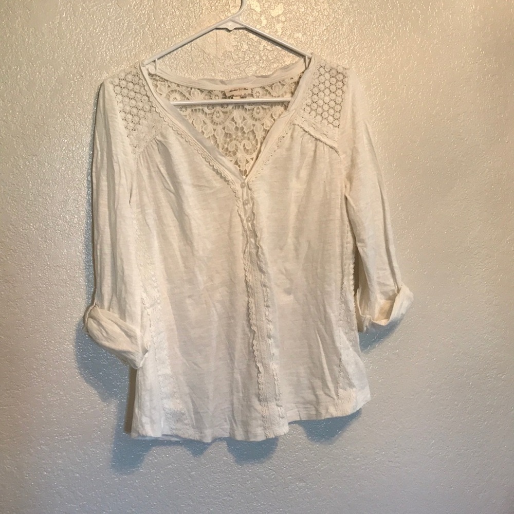Anthropologie White lace blouse